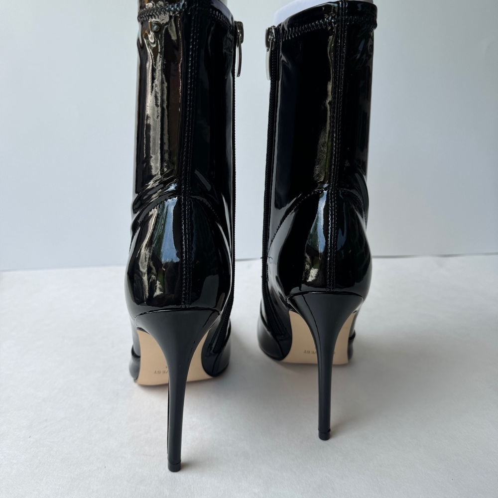 Nine West Black Patent Ankle Booties | Pointed Toe Stiletto Heel Like New - Picture 7 of 9